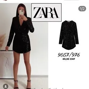 Zara Black Short Sequin Dress